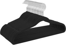 ARLICORPING Velvet Hangers Non-Slip Velvet Hangers Premium Suit Hangers Ultra Thin Space Saving 360 Degree Swivel Hook Clothes Hangers Velvet (Black Velvet, 100)