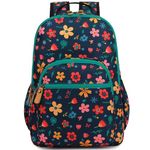 H HIKKER-LINK Kid's Backpack for Girls School Backpack Women College Laptop Backpack Student Bookbags Daypack Floral Dark Blue