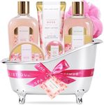 spa luxetique Gift Set For Women, Bath Sets for Women Gift, 8 Pcs Rose Spa Basket Includes Bubble Bath, Shower Gel, Body Lotion, Mom Birthday Gifts, Mother‘s Day Gifts for Her