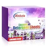 Binbata Laundry Detergent Strips 200 Loads, Hypoallergenic Eco-Friendly Lavender Scent Laundry Detergent Sheets, Plastic Free Liquidless Laundry Sheets Detergent Suitable for Sensitive Skin