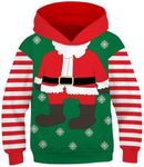 Ainuno Kids Boys Girls Hoodie Pullover 4-15Y Galaxy Wolf Sweatshirts 3D Cool Top, Christmas Santa, 6-8 Years