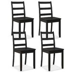 Giantex Wood Dining Chairs Set of 4 Black- Wooden Armless Kitchen Chairs with Solid Rubber Wood Legs, Non-Slip Foot Pads, Max Load 400 Lbs, Farmhouse Style High Ladder Back Wooden Dining Room Chairs