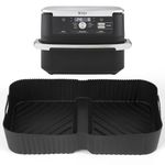 Pietuley Large Silicone Air Fryer Liners for Ninja Flex Drawer Air Fryer Accessories AF500UK / Ninja Foodi Flexdrawer Dual Air Fryer 10.4L AF500UK, Ninja Air Fryer Liners 10.4 Litre Inserts (Black)