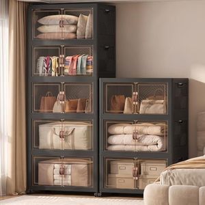 VNVTO 1280QT Stackable Storage Bins with Lids, Collapsible Storage Cabinet