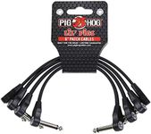 Pig Hog PHLSK6BK Lil' Pigs Low Profile Right-Angle 1/4" Black Instrument Patch Cables, 6" (4 Pack)