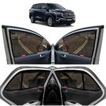 KINGSWAY® Car Side Window Curtain Sun Shades Magnetic Compatible with Toyota Innova Hycross (Year 2023 Onwards), Half Cut in Front Window with Rear Windshield, Cotton Mesh, Complete Set of 7 Pieces