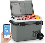 Alpicool 49L Car Refrigerator with APP Control 12V Fridge Freezer, Dual Zone Electric Cooler Box Portable Refrigerator for Car 12V/24V 100-240V(-20℃-20℃) Portable Freezer for Camping Car Trip