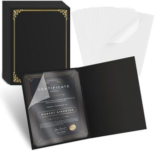 30 Pcs Certificate Holders 8.5 x 11 Additional 30 Pcs Plastic Film, Diploma Covers Gold Foil Border Certificate Holder for Letter Size 8.5x11 Cardstock,Certificates,Document Papers (Black, 30 Sets)