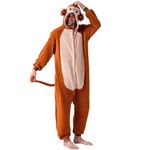 Spooktacular Creations Unisex Adult Monkey jumpsuit Plush Monkey Costume with Hat and Tail for Dress Up Party Role Playing Themed Parties Halloween Costume (L)