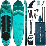 Skatinger 11'x34'' Extra Wide Inflatable Paddle Board, Up to 420lbs Stand-up Paddle Boards for Adults, Stable SUP for 2 People/Family, 3-PCS Paddle, Shoulder Strap, US Fin