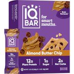 IQBAR Brain Body Keto Protein Bars - Almond Butter Chip Bars 12 - Count Energy Bar - Low Carb High Fiber Vegan Bars Low Sugar Meal Bars - Vegan Snacks