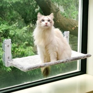 pettycare Cat Window Perch, Cordless Cat Window Hammock Bed with 4 Strong Suction Cups, Foldable Kitten Balcony Seat for Inside Hold Up to 40lbs, Solid Metal Frame and Soft Reversible 2 Fabrics Cover