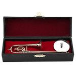 Trombon Miniatura Trombone Ornament Miniature Musical Instrument Trombone Model with Supoort & Case for Dollhouse Music Room Decoration