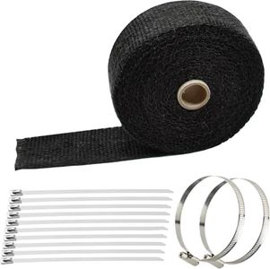 2" x 50' Titanium Exhaust Heat Wrap for Motorcycle Car,Fiberglass Exhaust Header Wrap Tape with Stainless Steel Locking Ties and Duct Clamps