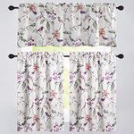 VOGOL Rod Pocket Curtains and Valances Set, Kitchen Curtains Valances Tiers for Windows for Dining Living Room/Bathroom Kids Girl Baby Room, 52x18 & 30x36, 3 Panels