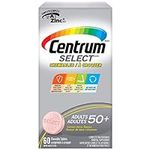 Centrum Adult Select Essentials Multivitamins for Men & Women 50 Plus, Chewables Multivitamins/Minerals Supplement, Lemon Berry Flavour, 60 Chewable Tablets (Packaging May Vary)