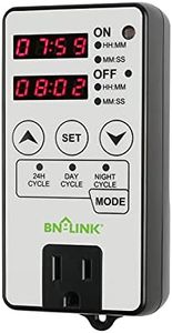 BN-LINK Timer Outlet Short Period Repeat Cycle Intermittent Digital Timer, Interval Timer - Day, Night, or 24 Hour Operation, Programmable Plug-in Timer for Appliances Electrical Outlets 15A/1875W