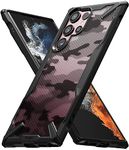 Ringke Fusion-X Military Camo Hard Back Soft Flexible TPU Bumper Scratch Resistant Shockproof Protection Back Cover Compatible for Samsung Galaxy S22 Ultra 5G (Camo Black)