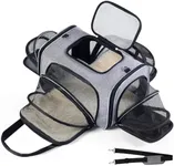 4 Way Expandable Cat Carrier, Airline Approved Soft-Sided Collapsible Pet Travel Carrier with Removable Fleece Pad, for Cats, Puppy, Small Dogs (18"x 11"x 11.5")Ideal for Car Rides, Vet Visits, & More