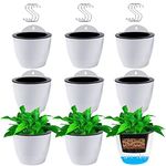 Jucoan 9 Pack Self Watering Wall Hanging Planters Pots for Indoor Plant, 5 Inch Lazy Flower Pot, White Plastic Wall Mounted Flowers Cactus Plant Pot with 9 Hooks for Garden Fence, Porch, Wall