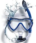 Scizor Snorkeling Set, Diving Snorkeling Diving Mask with Food Grade Silicone Mouthpiece, Snorkel Mask Tempered Glass Lens, Crystal Clear View and Adjustable Strap