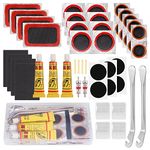 Hejo 48 PCS Bike Tyre Repair Kit, 22 PCS Tyre Patch with 6 PCS Self-Adhesive Bicycle Patch＆ 12 PCS Other Repair Tools for All Bicycles