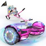 EVERCROSS Hover Board Kids, Hoverboards with Seat Attachment Hoverkart, 6.5" Self Balancing Scooters, Hoverboards Bluetooth with LED Lights, Ideal Hover Board for Kids Teenagers Adults