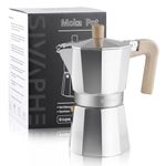Sivaphe Stovetop Coffee Maker 300ml/6 Cups, Aluminium Moka Pot Italian Espresso Maker with Heat-Resistant Handle, Sliver