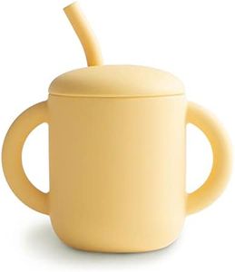 Mushie Silicone Training Cup + Straw | Baby Sippy Cup with Straw 6+ Months First Cup | Capacity: 175 mL | Removable Lid | Material: Food Grade Silicone | Dishwasher & Microwave Safe (Pale Daffodil)
