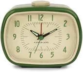 Kikkerland Battery Operated Retro Vintage Style Desktop Nightstand Bedside Office Classic Simple Alarm Clock, Beeping Alarm, Glow in Dark Hands, in Green