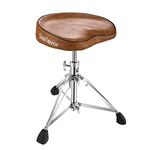 Starfavor Drum Throne Height Adjustable Padded Seat Drum Stool, with Double Braced Anti-Slip Feet Swivel Drum Chair, Butt Shape, Brown