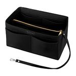 Ropch Felt Handbag Organizer, Women Purse Insert Organizer Bag in Bag Handbag Purse Organiser with Detachable Zipper Bag and Key Chains, Black/M