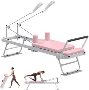 Advwin Pilates Reformer Machine Foldable Pilates Exercise Equipment for Home Gym Advanced and Beginners Users, Easy to Move and Storage, 120kg Capacity