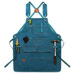 aolaso Canvas Tools Apron, Heavy Duty Work Apron with Pockets, Carpenters Apron for Men, with Cross-Back Straps, Adjustable M to XXL