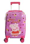 ADSON 360 Rotating Kid's Trolley Luggage Wheels Non-Breakable Peppa Pig Hard Spinner 16 Inch Kids Suitcase With 4 Wheel Travel Trolley Bag (Pink)