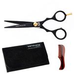 Professional Mustache Scissors, Beard Trimming Scissors, Extremely Sharp 4.5" (11.5cm) + Case