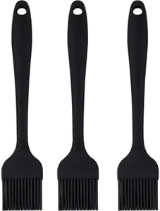 NXRACSH Pastry Brush For Baking,Silicone Basting Brush For Cooking,315°C Heat Resistant Food Brush for Oil & Sauce,Non-Shedding Kitchen Brushes for Butter Bread Meat Egg Wash Cake Baster(3pc Black)