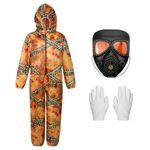 Suffolly Zombie Costume Kids,Kids Zombie Costume Boys Includes Gloves,Biohazard Jumpsuit and Mask Zombie Halloween Costume Kids Fancy Dress Halloween Costumes for Boy(Yellow, S)