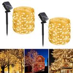 Homehop Solar Decorative Lights 200 LEDs String Waterproof Lamp for Outdoor, Home, Garden Balcony,Terrace, Wall and Rechargeable Diwali Decoration Item (22 M, Warm Color, Pack of 2)