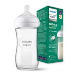 Philips Avent Natural Response Glass Baby Bottle - 240ml Baby Milk Bottle, BPA Free for Newbown Babies 1 Month+ (Model SCY933/01)