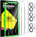 Milomdoi 3 Pack Screen Protector for Apple iPhone 11 with 3 Pack Tempered Glass Camera Lens Protector, Ultra 9H Accessories, Case Friendly, Mounting Frame, 2.5D Curved, Transparent