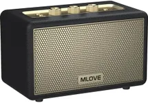 MLOVE A200 Portable Retro Bluetooth Speaker with Aux Input, USB Port, Micro SD Card Slot - Decorative Wireless Bookshelf Speakers for Home & Office, Battery Powered, Black and Gold