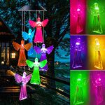 Solar Wind Chime,Wind Chimes Changing Color LED Light Indoor Outdoor Patio Lawn Gardening Gifts Festival Decor for Women Mother Wife Girlfriend Birthday Valentine Gifts (Angel)