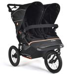 Out'n'About Nipper Double V6 Plus Pushchair with Raincover, Certified Running Buggy, Lightweight One-Hand Fold All-Terrain Twin Stroller Pram with Suspension, 14” Air-Filled Wheels (Summit Black)