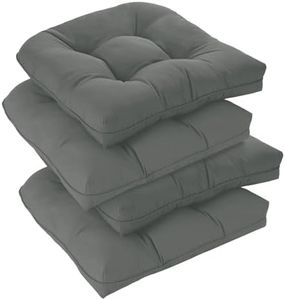 downluxe Outdoor Chair Cushions Set of 4 for Patio Furniture, Waterproof Tufted Overstuffed Patio Furniture Cushions, Thick Outdoor Seat Cushion, 19" X 19" X 5", Dark Grey