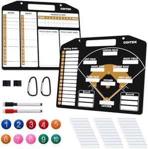 2024Newest Black Baseball Coach Clipboard, Baseball Lineup Board for Dugout Softball，Dry Erase Coach Lineup Board with Strong Clips 30 Lineup Cards,2 Marker and 10 Player Number