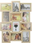 12 Photo Frame | 6x4 Multi Picture Display | Wood Effect Collage Frame | Wall-Mounted Picture Frame | M&W (Wood)