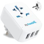 MyTravelPal UK to Europe Travel Adapter With 3 USB Ports | UK Safety Standards | UK to European Plug Adapter with USB | World to Euro EU Adapter Plug | Germany France Spain Portugal Turkey etc