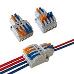 Aiqeer 9 Pcs KV424 Lever-Nut Wire Connectors, 2 in 4 out 6 Ports Conductor Compact Wire Connectors, Cable Clamp Terminal Block Quick Spring Connector