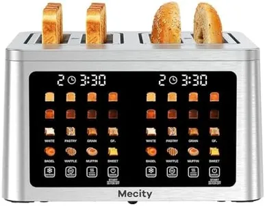 Mecity 4 Slice Toaster Wide Slot, Auto Lift Keep Warm Smart Toaster with Touch Screen, Dual Control Panel, Defrost, Auto Shut Off Digital Toasters for Bagel Muffin Waffle Gluten Free Breads 1700W 120V